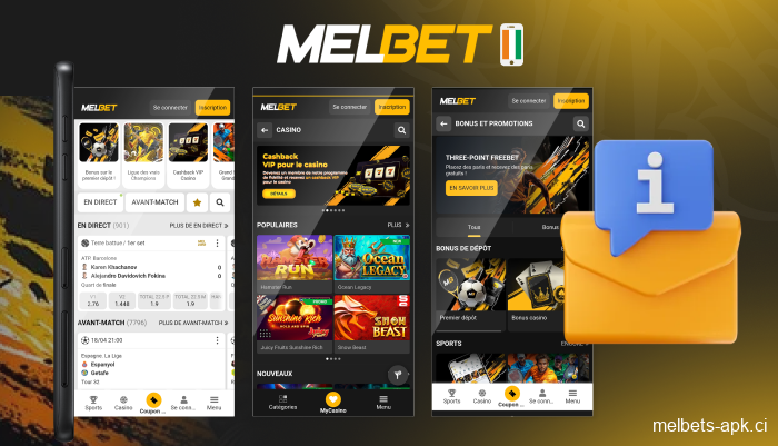 Infos essentielles sur l'application mobile Melbet pour les joueurs ivoiriens