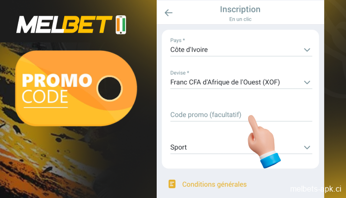 Saisissez votre code promo dans le champ spécial du formulaire d'inscription, étape 5