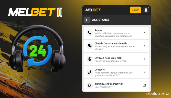 Le support Melbet en Côte d'Ivoire est disponible 24h/24 et 7j/7.