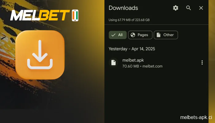 Attendez que le fichier APK de Melbet soit téléchargé, étape 3