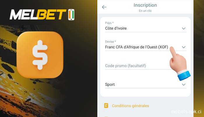 Sélectionner une devise, étape 2