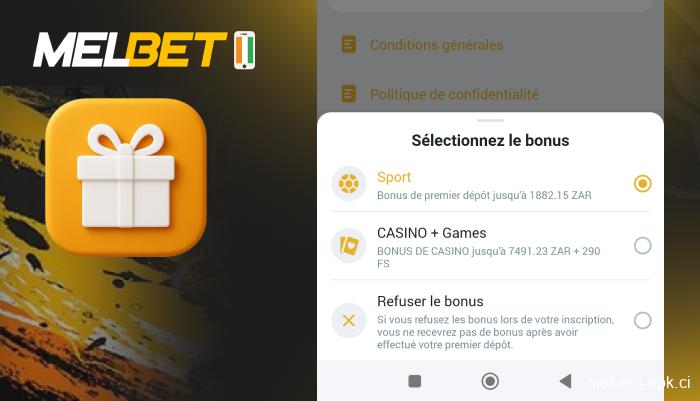 Choisissez un bonus, étape 4