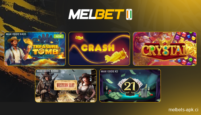Jeux rapides avec multiplicateurs dans l’app Melbet