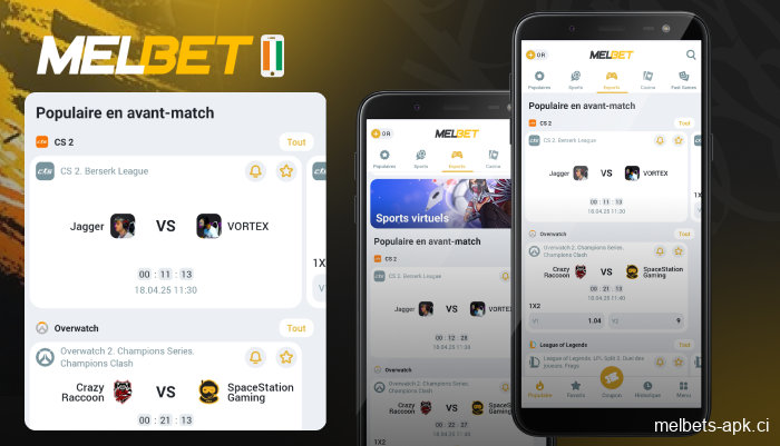Paris d'avant match disponibles dans l’app Melbet