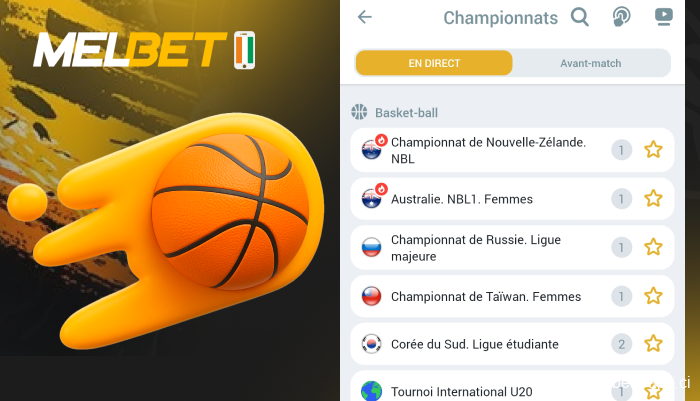 Parier sur le basket dans l'application Melbet