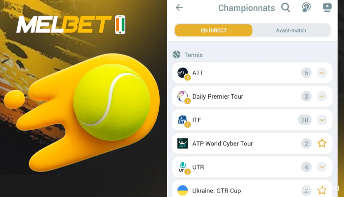 Parier sur le tennis dans l'application Melbet