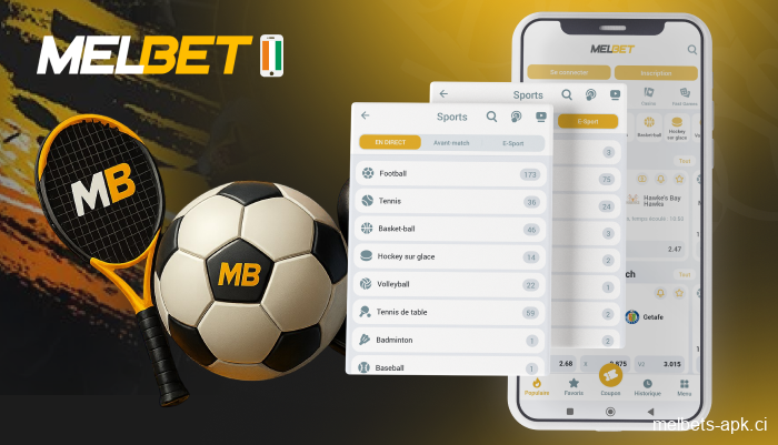 Paris mobiles sur plus de 30 sports et événements en direct dans l’app Melbet